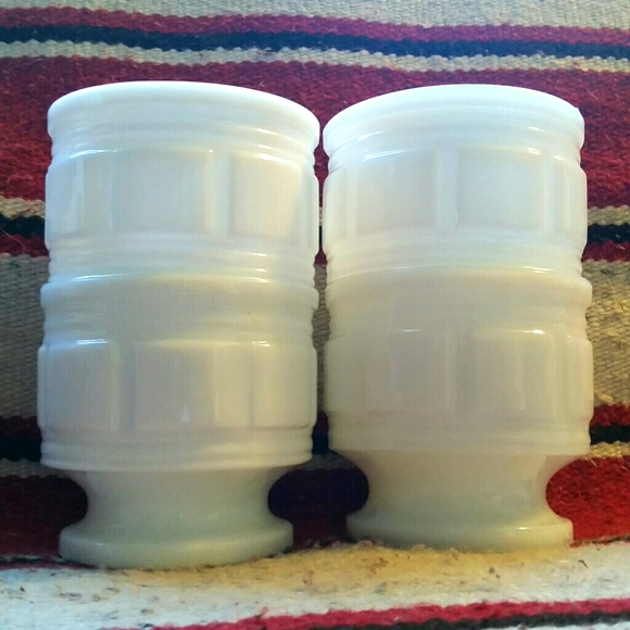 Vintage White Milk Glass Geo Mid Century Planter